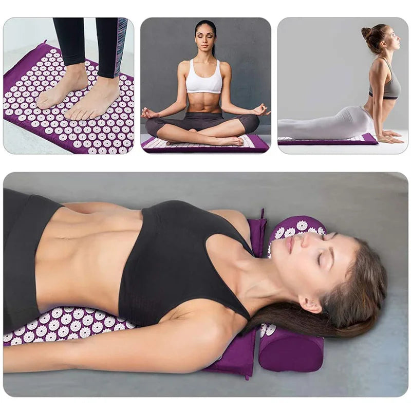 Acupressure Mat and Pillow Set for Neck, Back, and Foot Pain Relief β Eco-Friendly Massage Cushion