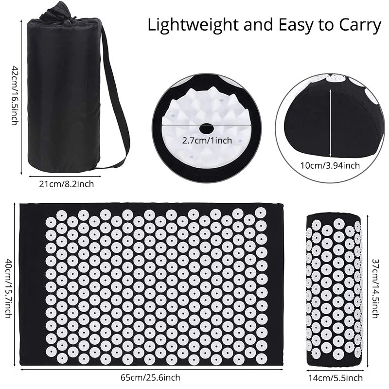 Acupressure Mat and Pillow Set for Neck, Back, and Foot Pain Relief β Eco-Friendly Massage Cushion