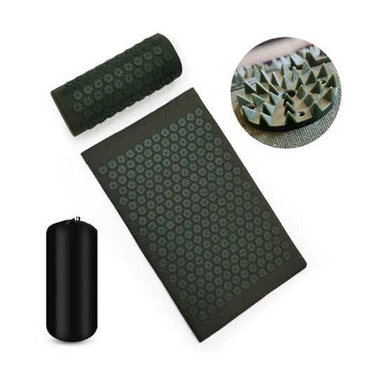 Acupressure Yoga Mat and Pillow Set – Spike Massage Cushion for Stress Relief, Back Pain, and Pilates Fitness