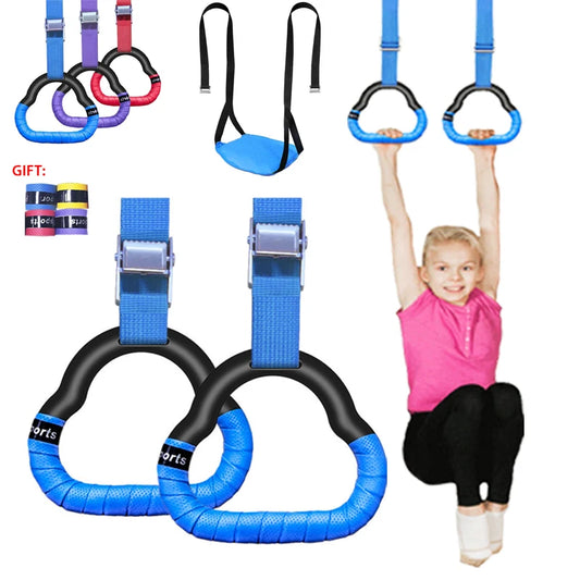 Kids Gymnastics Rings with Swing – Adjustable Non-Slip Fitness Toy