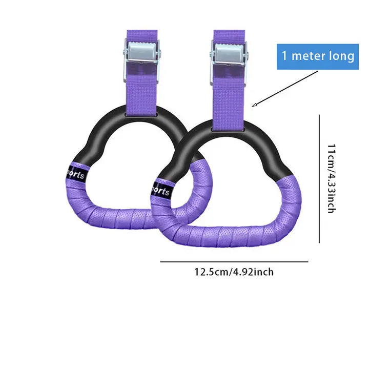 Non-Slip Gymnastics Rings with Adjustable Straps – Kids & Adults Fitness