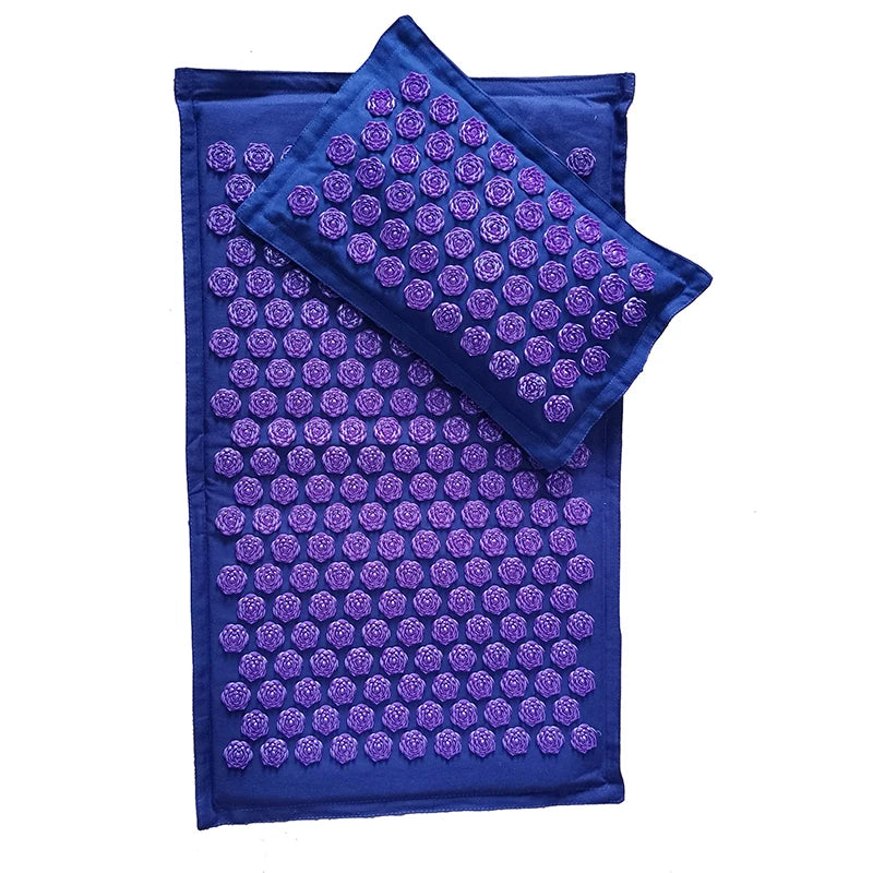 74×44cm Nature Linen Coconut Palm Acupressure Massage Yoga Mat with Pillow and Bag | Lotus Spike Cushion for Relaxation and Pain Relief