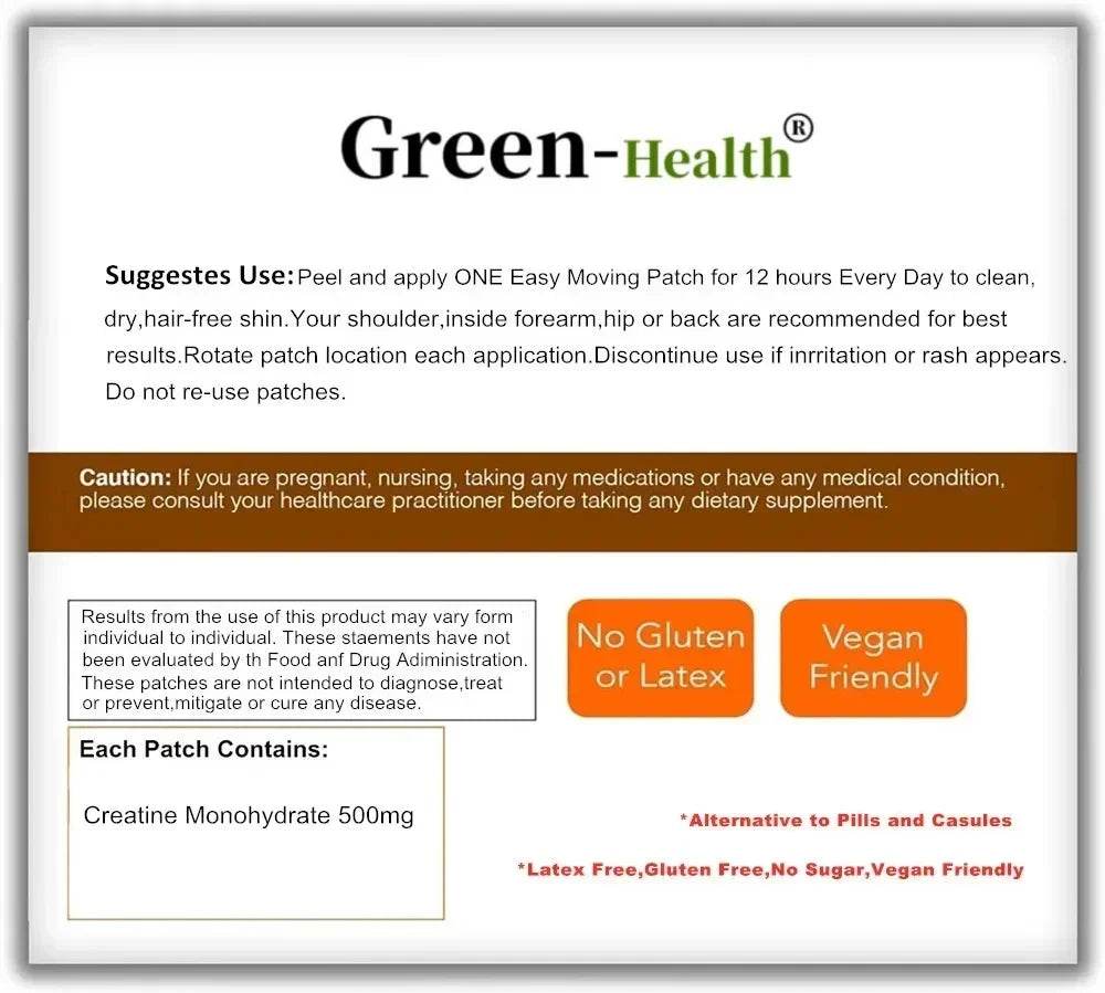 Creatine Monohydrate Transdermal Patches β Muscle Growth & Energy Boost | 30-Day Supply