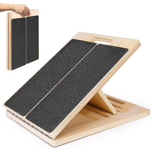Adjustable Wooden Slant Board – Calf Stretch & Squat Wedge for Rehab & Fitness