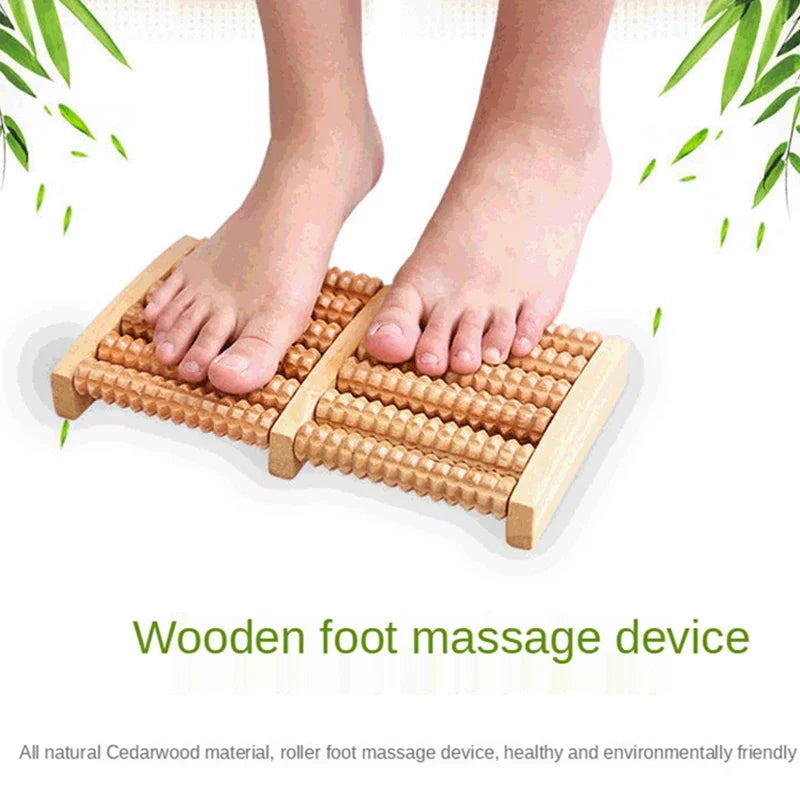 Wooden 6-Row Foot Roller Massager – Natural Pain & Stress Relief Tool