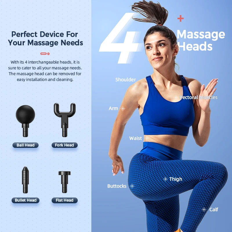 MUKASI Portable Massage Gun – 32 Speeds, Deep Tissue Pain Relief