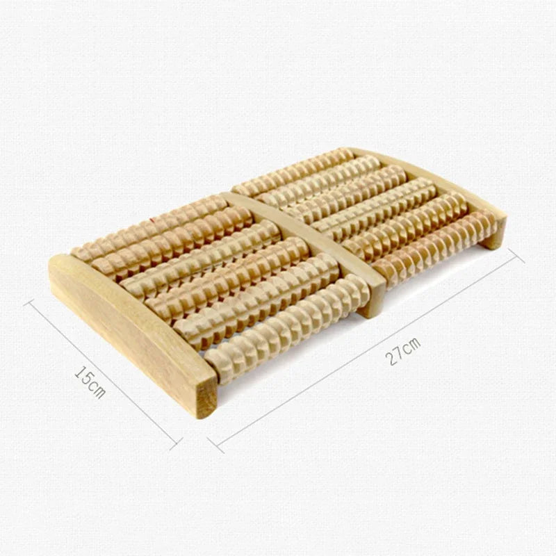 Wooden 6-Row Foot Roller Massager – Natural Pain & Stress Relief Tool
