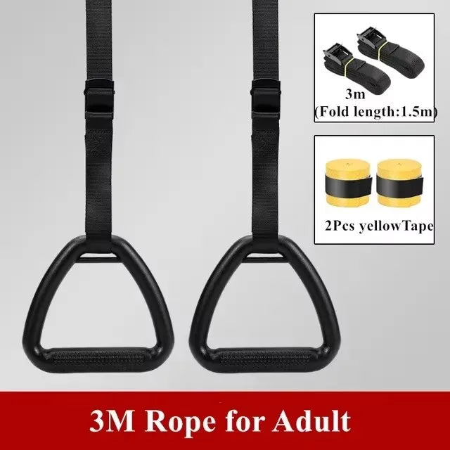 Gymnastics Rings with Adjustable Straps for Adult Child Full Body Strength Training Pull Ups Fitness Exercise Crossfit Workout