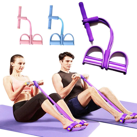 4-Tube Resistance Band Pedal Exerciser – Full-Body Fitness Rope