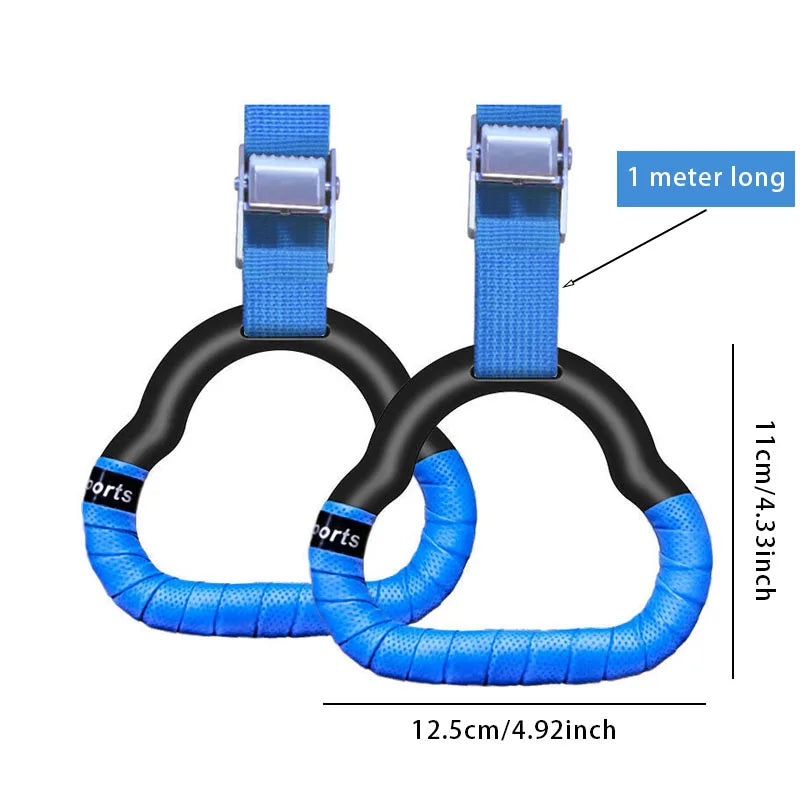 Non-Slip Gymnastics Rings with Adjustable Straps – Kids & Adults Fitness