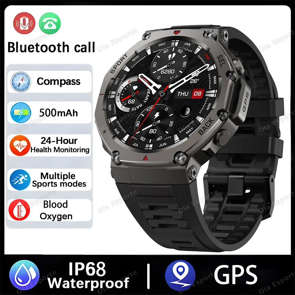 2025 Military GPS Smartwatch with AMOLED & Dual-Band GNSS – 5ATM
