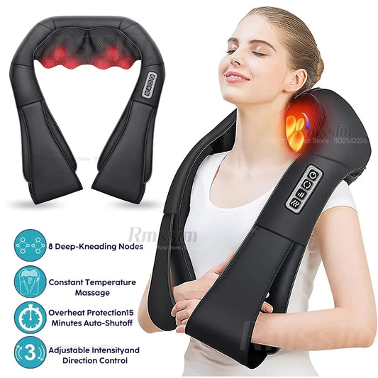 Heated Shiatsu Neck & Shoulder Massager – Deep Kneading Electric Massage Pillow