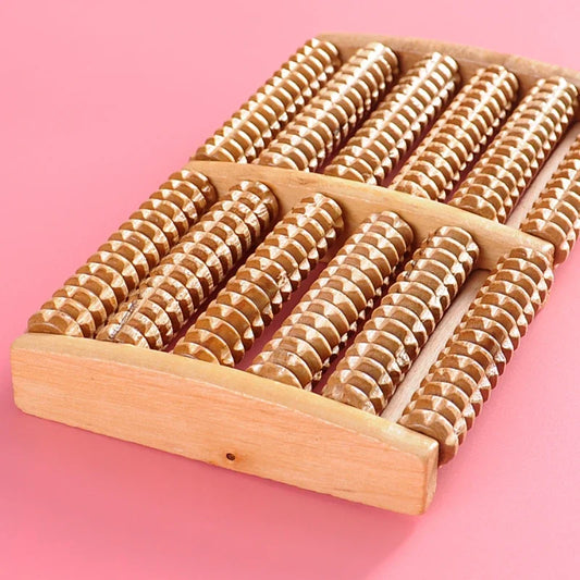 Wooden 6-Row Foot Roller Massager – Natural Pain & Stress Relief Tool