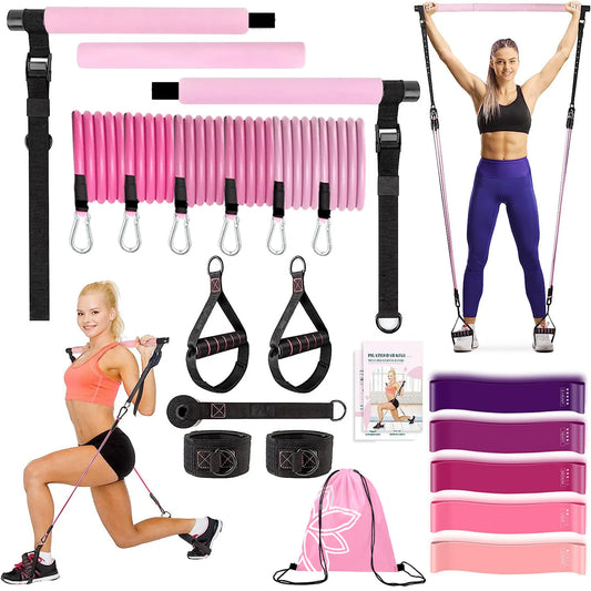 Multifunctional Pilates Bar Kit – Resistance Bands for Full-Body Training