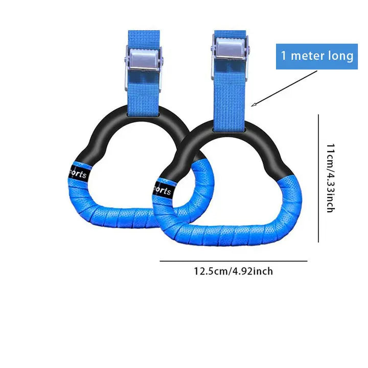 Non-Slip Gymnastics Rings with Adjustable Straps – Kids & Adults Fitness