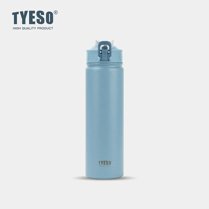 TYESO 600ML/750ML Insulated Stainless Steel Bottle with Straw Lid