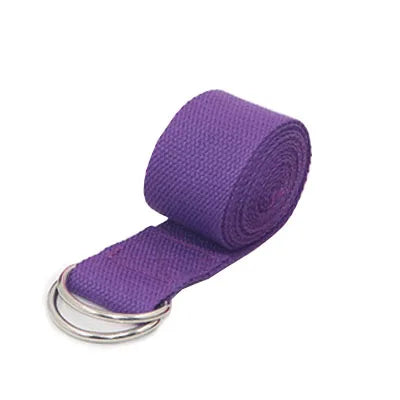 183×3.8cm Cotton Yoga Strap – Adjustable Stretching Belt with D-Ring