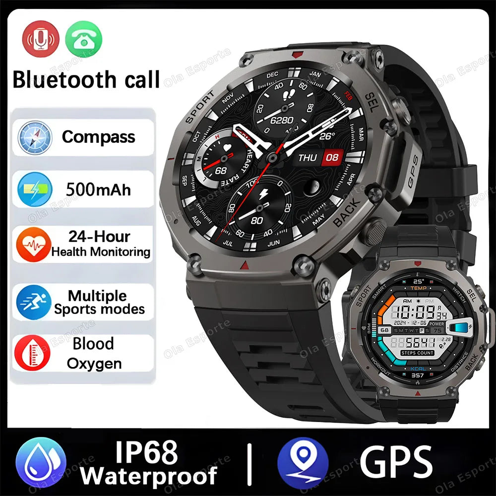 2025 Military GPS Smartwatch with AMOLED & Dual-Band GNSS – 5ATM