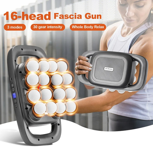 16-Head High-Frequency Fascia Massage Gun – Full Body Muscle Relief Massager