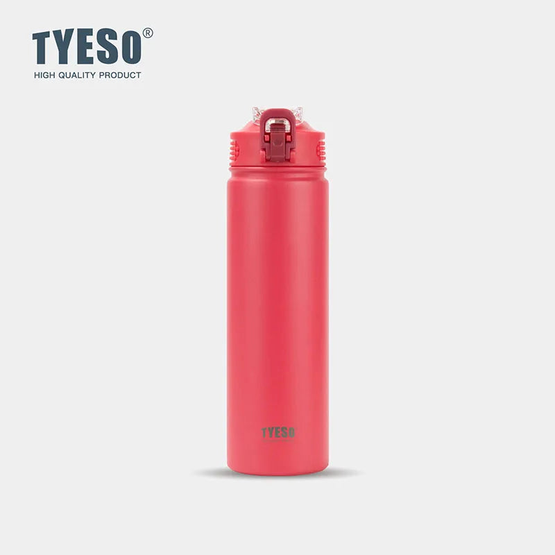 TYESO 600ML/750ML Insulated Stainless Steel Bottle with Straw Lid