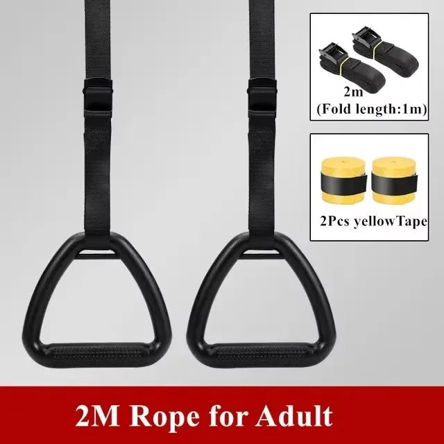 Gymnastics Rings with Adjustable Straps for Adult Child Full Body Strength Training Pull Ups Fitness Exercise Crossfit Workout
