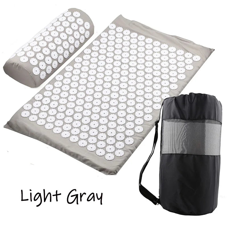 Massager Cushion Massage Yoga Mat Acupressure Set | Relieve Pain, Stress & Body Tension | Spike Mat, Pillow & Storage Bag Included