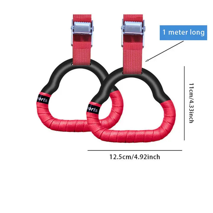 Non-Slip Gymnastics Rings with Adjustable Straps – Kids & Adults Fitness