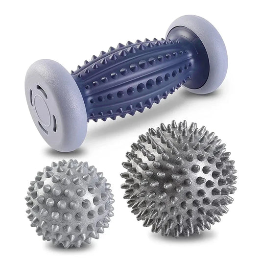 Spiky Foot Massage Roller & Hedgehog Ball Set – Relieve Plantar Fasciitis & Sore Muscles