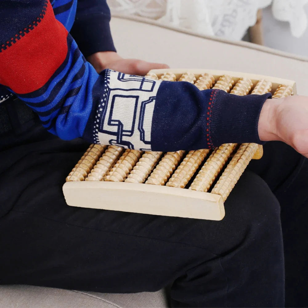 Wooden 6-Row Foot Roller Massager – Natural Pain & Stress Relief Tool