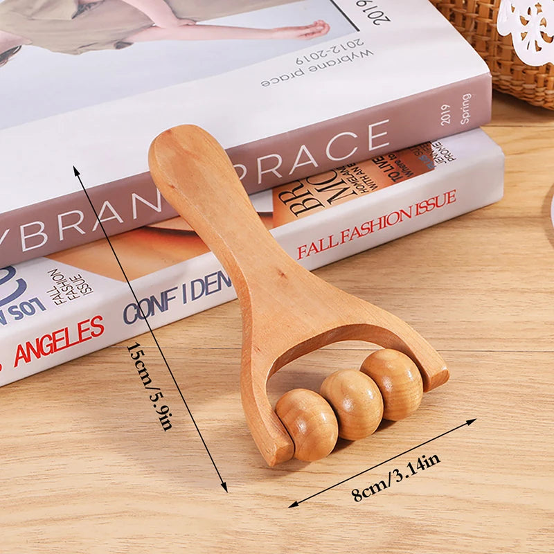 Wooden Roller Massager – Handheld Neck, Shoulder & Foot Relaxation Tool