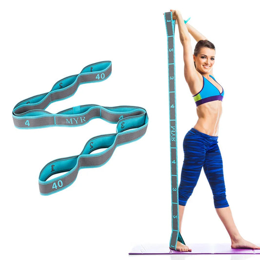 Elastic Yoga Stretch Strap with Loops – Flexibility Trainer for Dance & Pilates