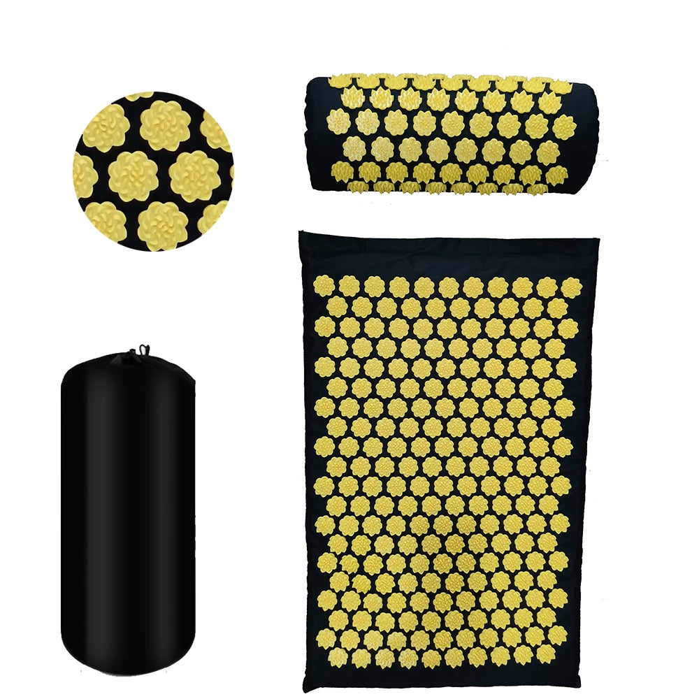 Shakti Acupressure Mat and Pillow Set β Stress Relief, Back & Body Pain Spike Massage Cushion
