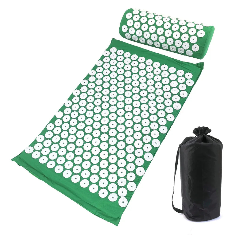 Acupressure Mat and Pillow Set β Yoga Massage Cushion for Pain Relief and Relaxation
