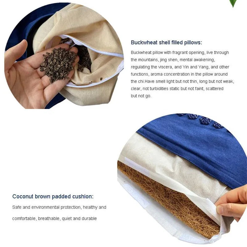 Nature Linen Coconut Palm Massage Yoga Mat with Pillow and Canvas Bag | Lotus Spike Acupressure Mat Cushion Set