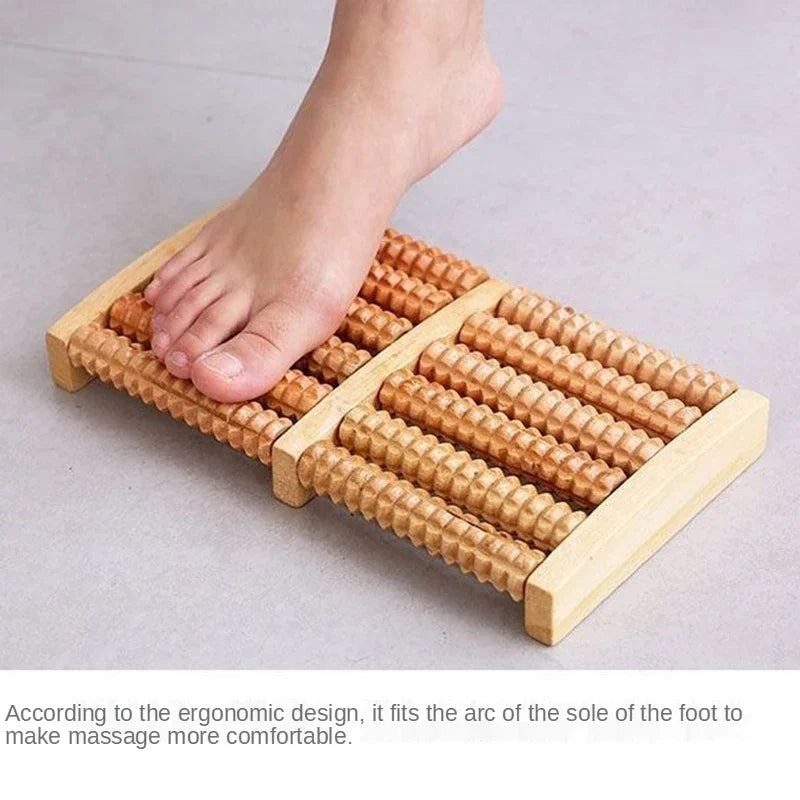 Wooden 6-Row Foot Roller Massager – Natural Pain & Stress Relief Tool