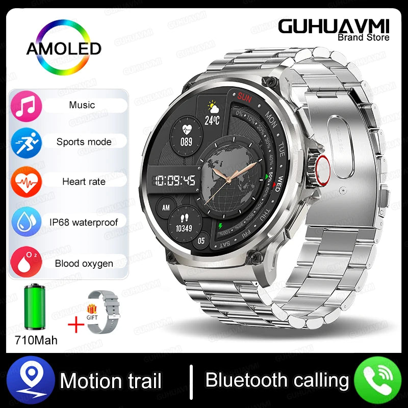 2024 1.85" AMOLED Smart Watch for Men β GPS, Bluetooth Call, Fitness Tracker, 710mAh Battery