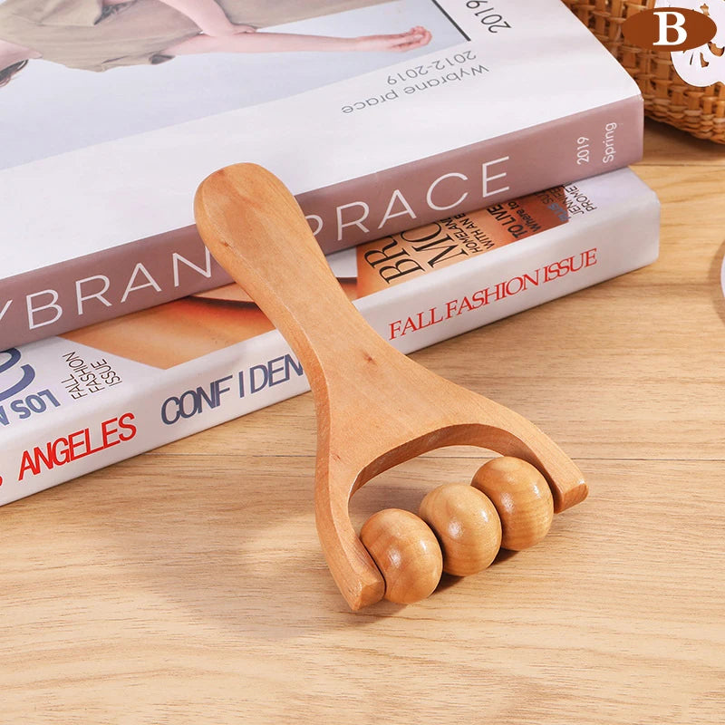 Wooden Roller Massager – Handheld Neck, Shoulder & Foot Relaxation Tool