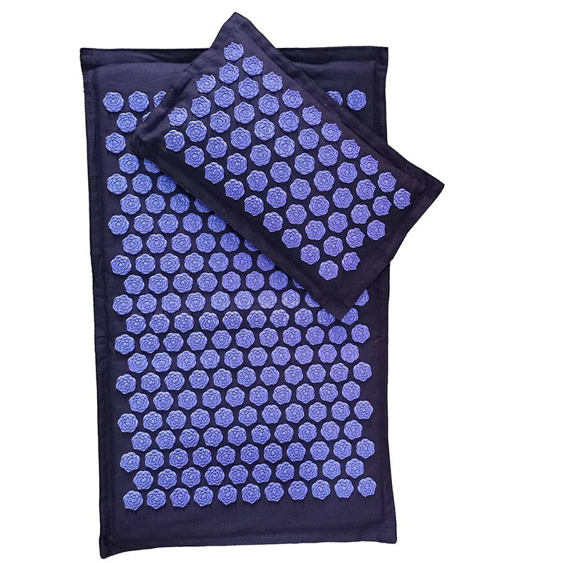 74×44cm Nature Linen Coconut Palm Acupressure Massage Yoga Mat with Pillow and Bag | Lotus Spike Cushion for Relaxation and Pain Relief