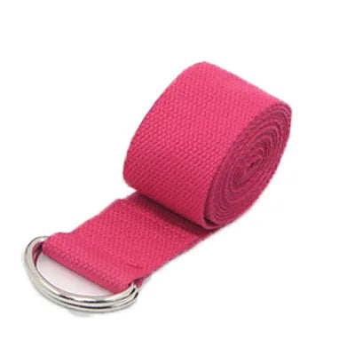 183×3.8cm Cotton Yoga Strap – Adjustable Stretching Belt with D-Ring
