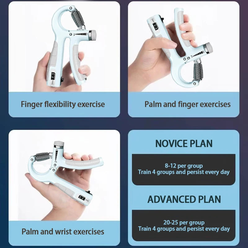 Adjustable Hand Grip Strengthener with Counter – 5–60kg Grip Trainer