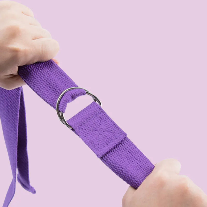 183×3.8cm Cotton Yoga Strap – Adjustable Stretching Belt with D-Ring
