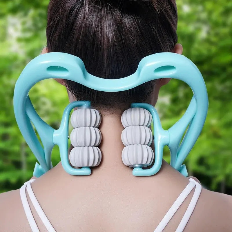 Manual Neck & Shoulder Massager – 6-Ball Roller for Deep Tissue Relief