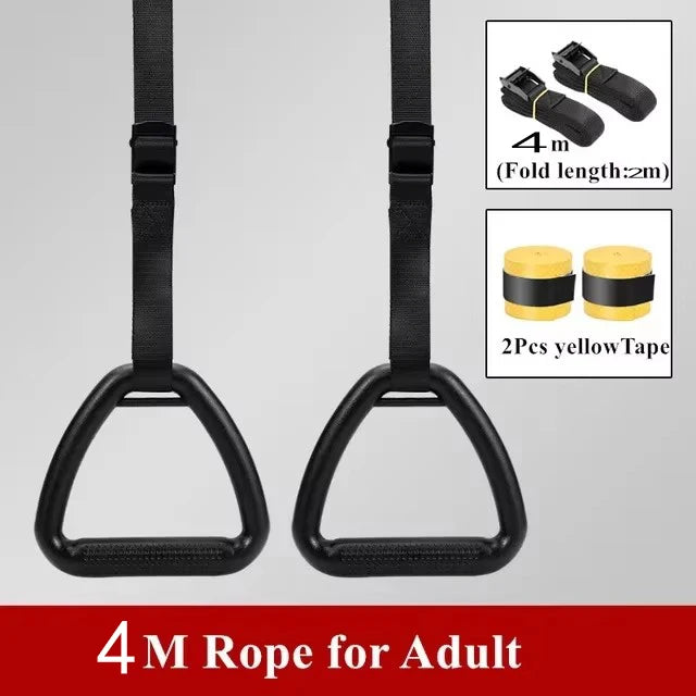 Gymnastics Rings with Adjustable Straps for Adult Child Full Body Strength Training Pull Ups Fitness Exercise Crossfit Workout