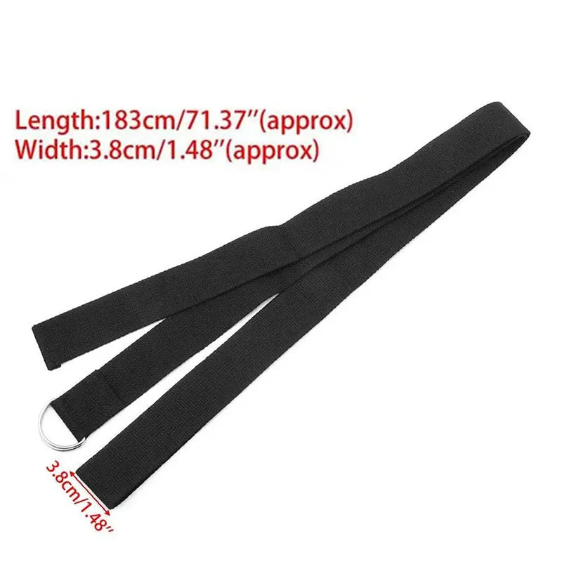 183×3.8cm Cotton Yoga Strap – Adjustable Stretching Belt with D-Ring