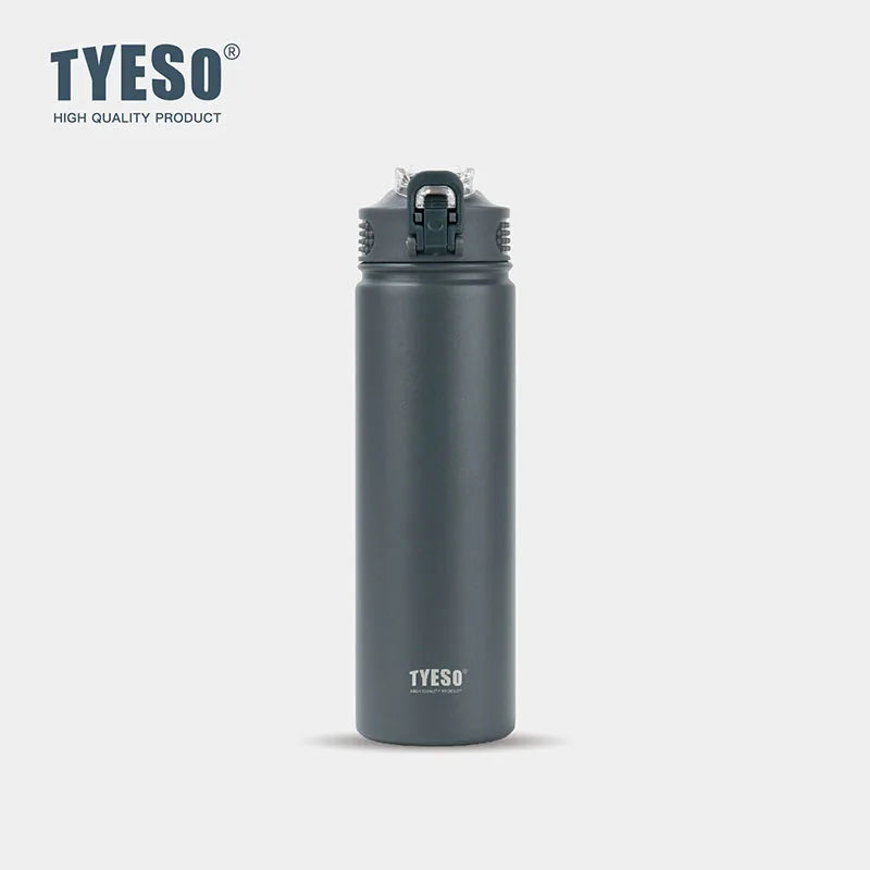 TYESO 600ML/750ML Insulated Stainless Steel Bottle with Straw Lid