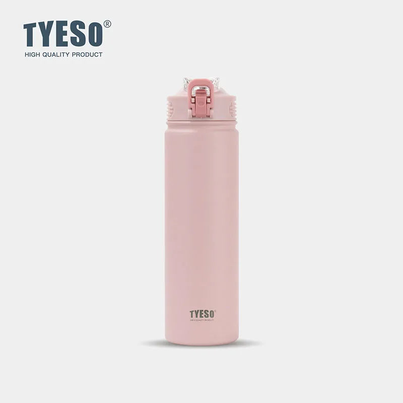 TYESO 600ML/750ML Insulated Stainless Steel Bottle with Straw Lid