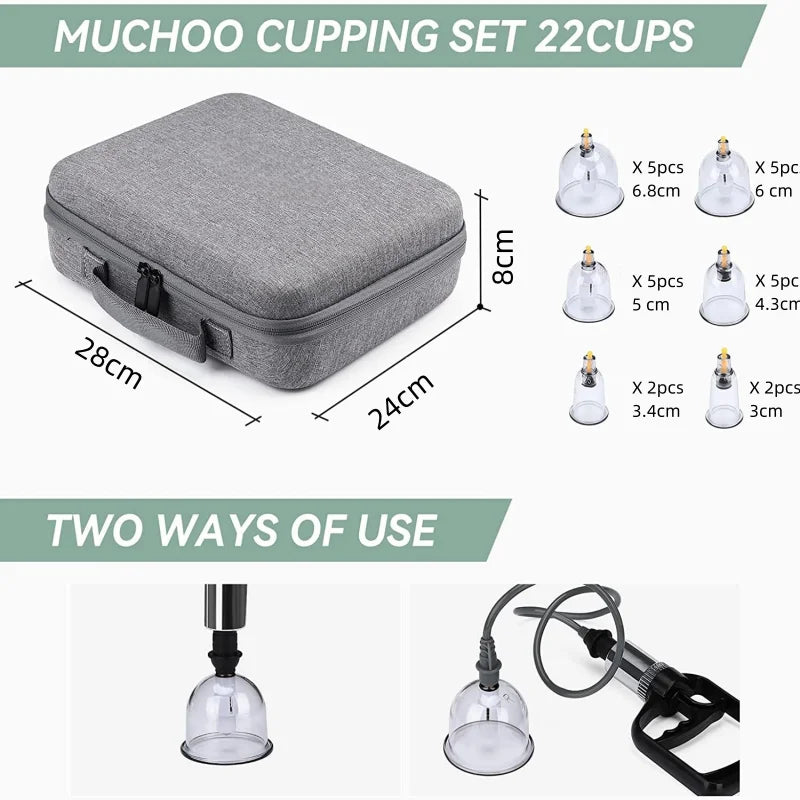 24-Cup Cupping Therapy Set – Vacuum Suction for Pain & Cellulite