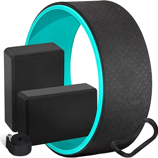 5-in-1 Yoga Set – Wheel, Blocks, Strap & Pilates Ring (Black)