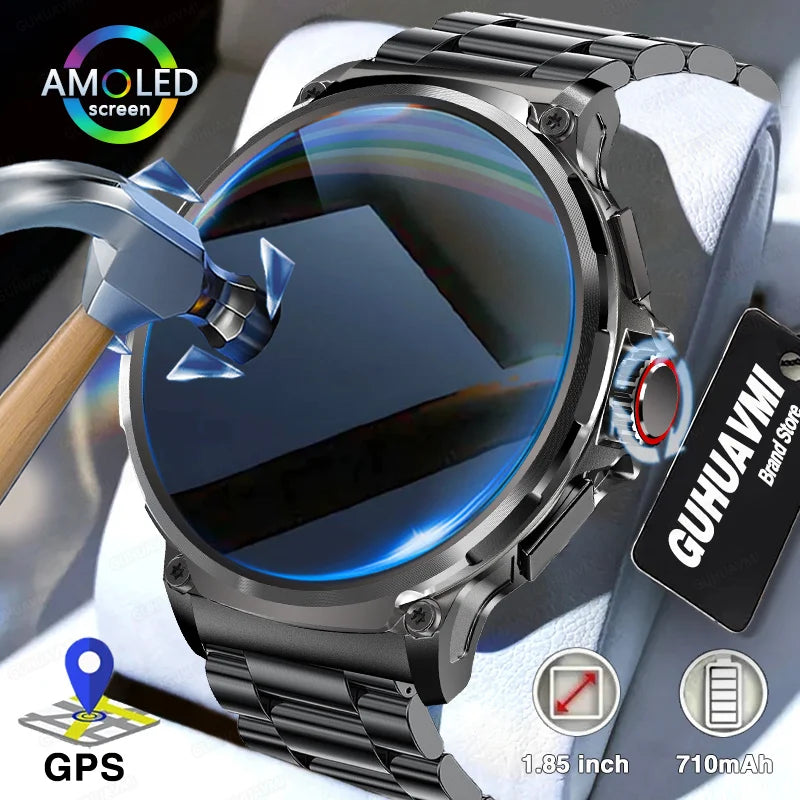 2024 1.85" AMOLED Smart Watch for Men β GPS, Bluetooth Call, Fitness Tracker, 710mAh Battery