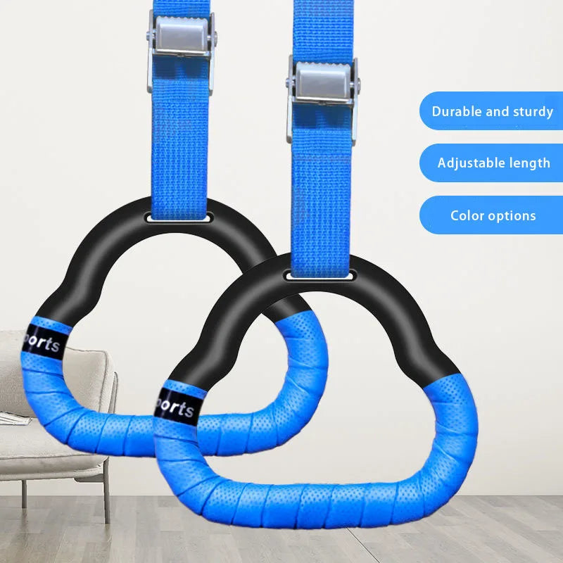 Non-Slip Gymnastics Rings with Adjustable Straps – Kids & Adults Fitness